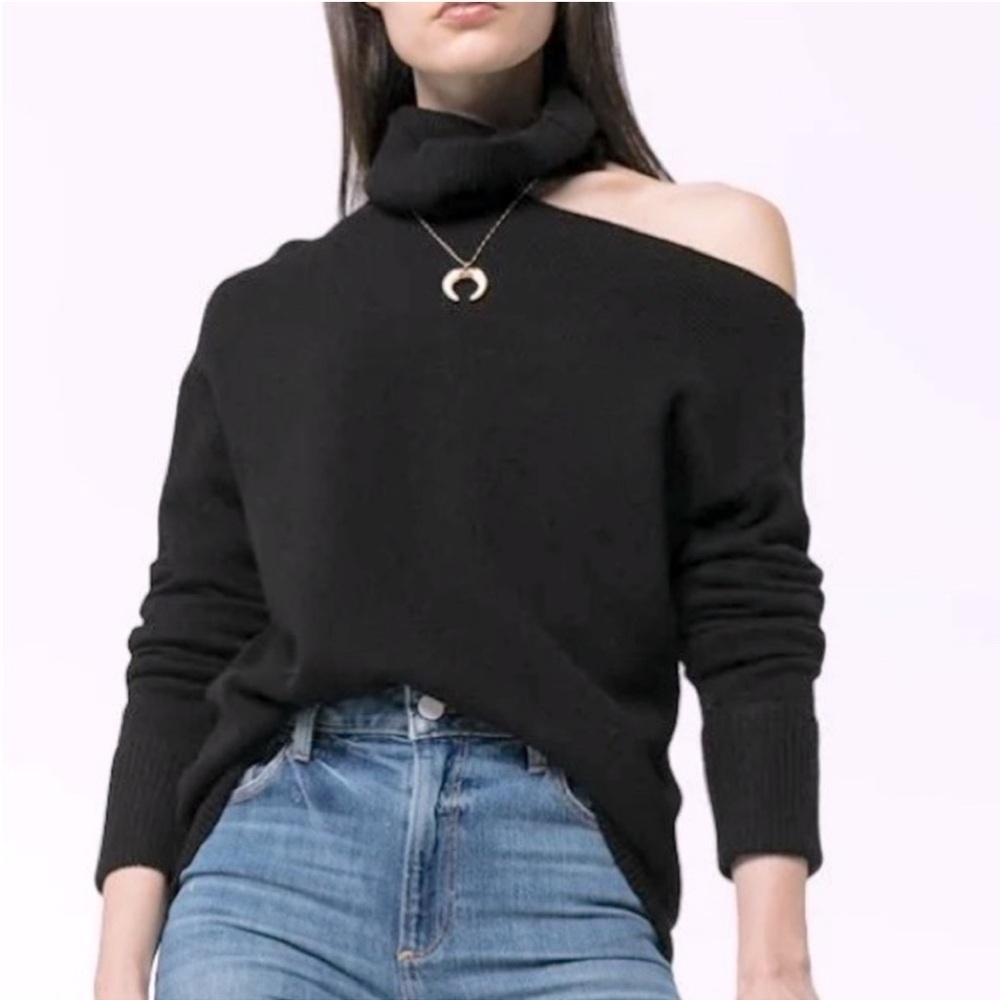 PAIGE Women’s Raundi Cold Shoulder Turtleneck Sweater Black XS |